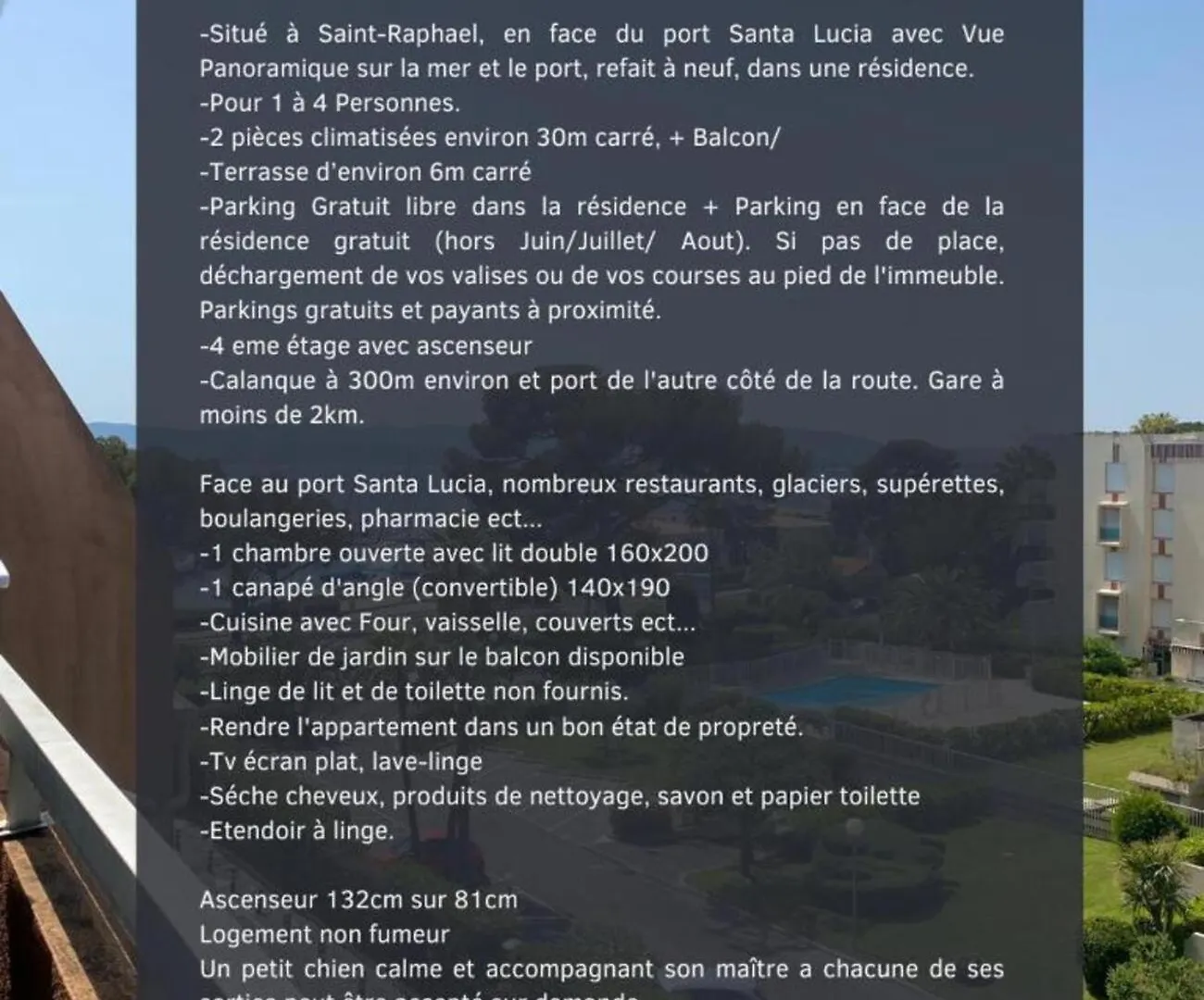 Appartement Vue Mer Port Santa Lucia Saint-Raphael  Apartment Saint-Raphael (Var)